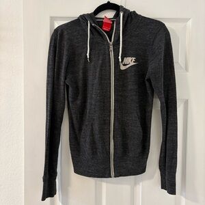 Vintage Women’s Nike Gym Black Dark Gray Heathered Zip-Up Hoodie Size Small